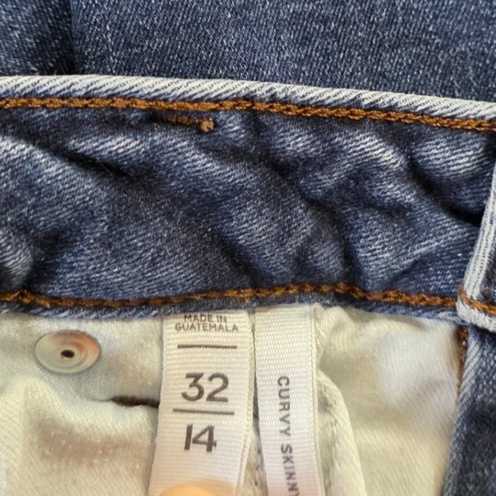 LOFT Curvy Skinny Jeans Dark Wash Denim Blue Size 14/32 Womens High Rise EUC - Picture 4 of 10